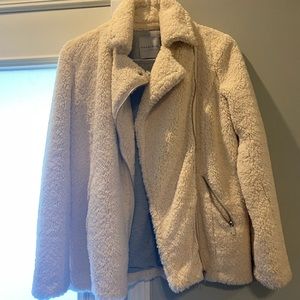 Faux fur white coat